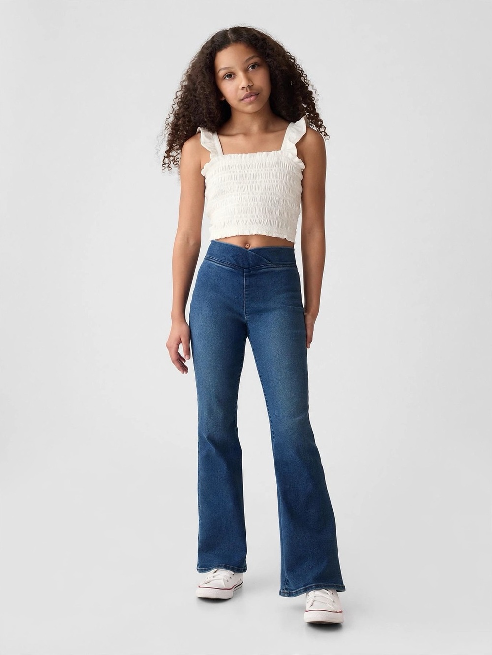 GAP Girls V-Front High-Rise Flare Jeans in Deep Blue